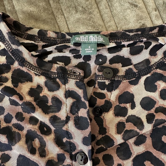 Leopard Print Mesh Cardigan Top - Picture 2 of 6